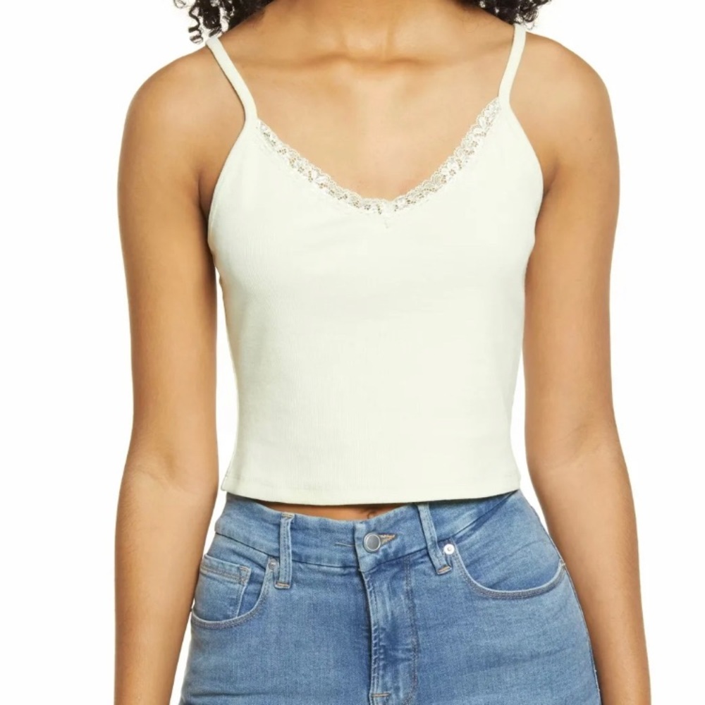 BP. Women's Tank Top Pastelle Green Size S Lace Cropped Camisole NWT‎ 5027
